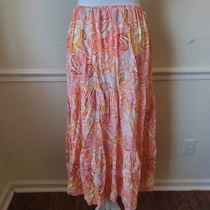 Hello Molly Pink and Orange Floral Maxi Skirt